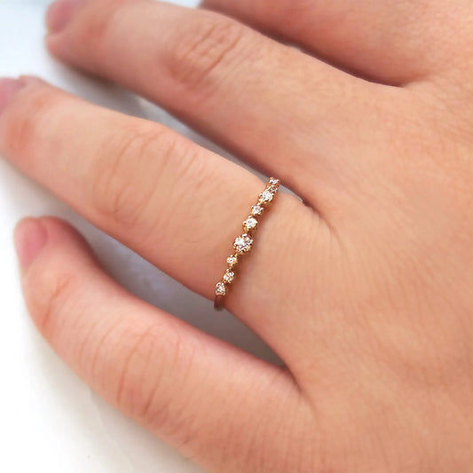 stepping stone ring - natural diamond