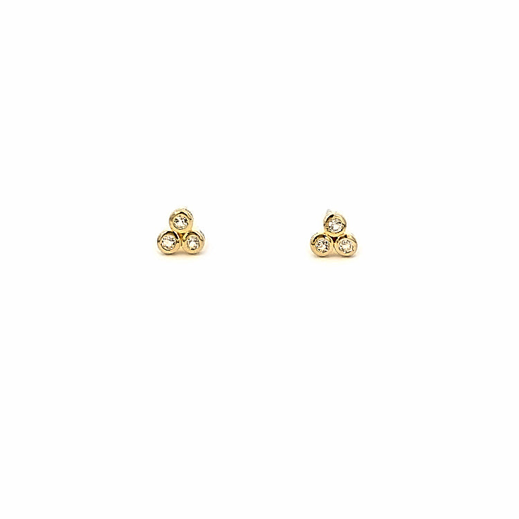 triple bezel stone stud earrings - cz
