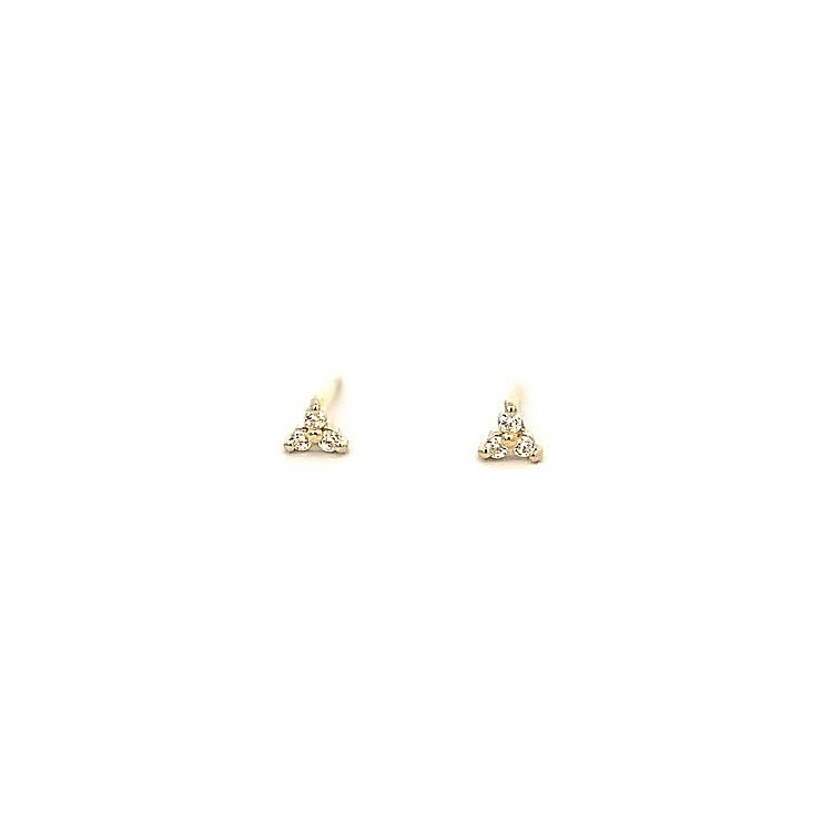 triangle stone stud earrings - cz