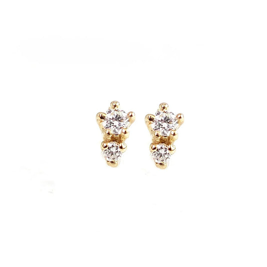 two-stone stud earrings - natural diamond