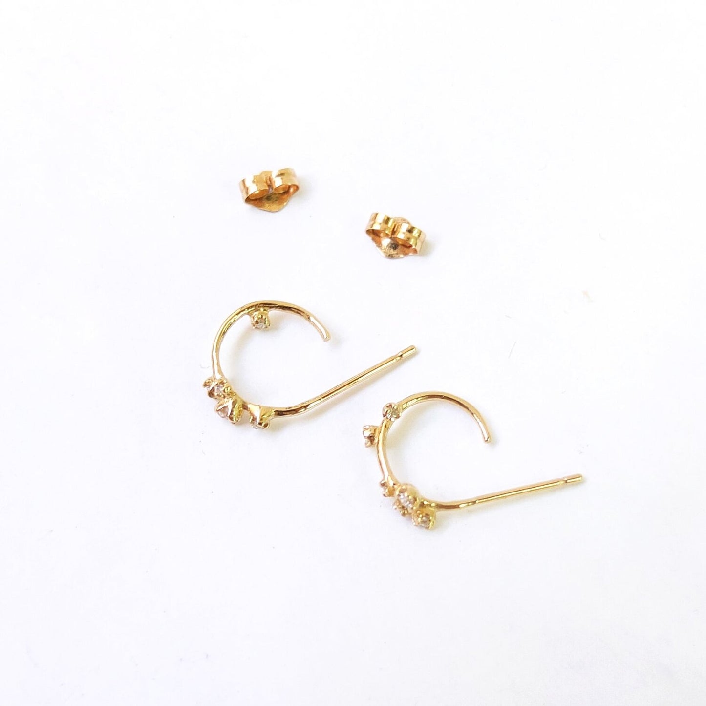 orbit hoop earrings - diamond