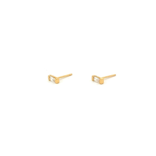baguette channel-set stud earrings - cz