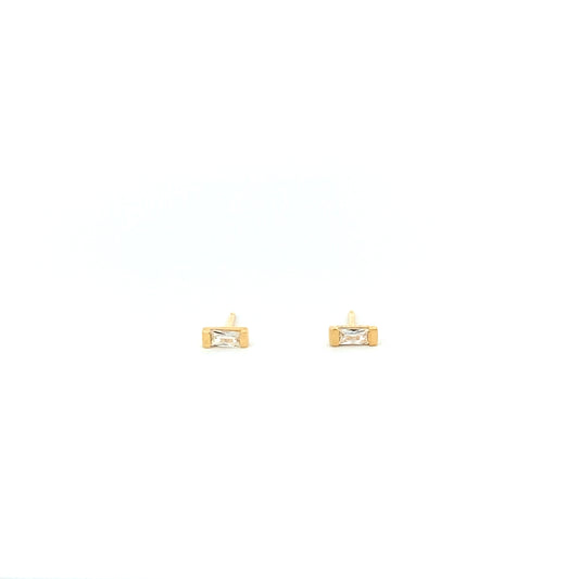 baguette channel-set stud earrings - cz