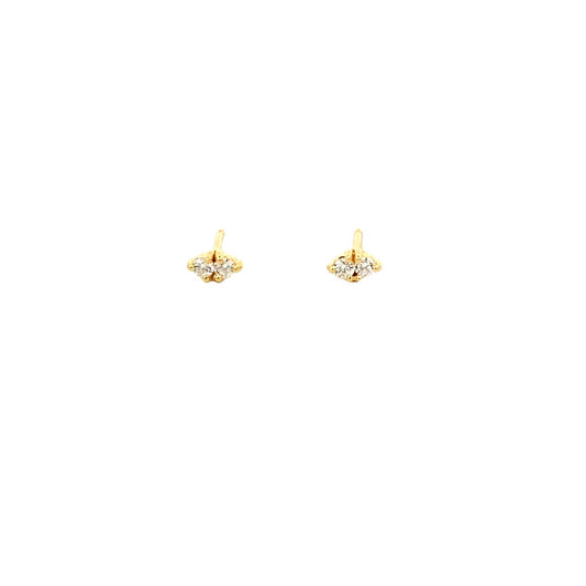 double stone prong stud earrings - cz