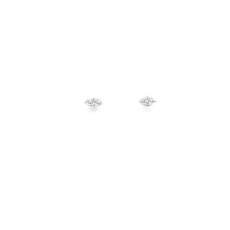 double stone prong stud earrings - cz