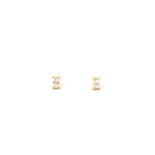 tiny baguette prong stone stud earrings - cz