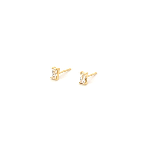 tiny baguette prong stone stud earrings - cz