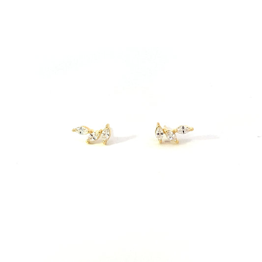 marquise climber stud earrings - cz