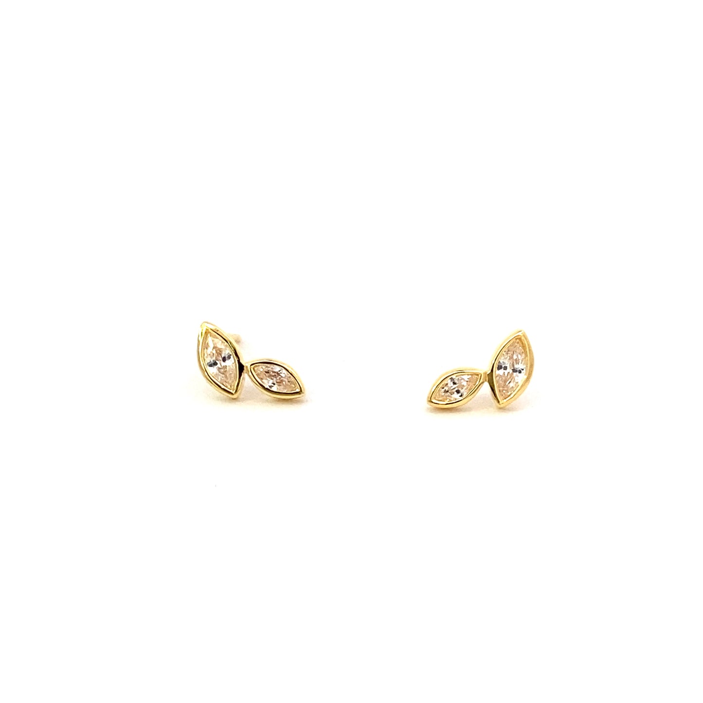 double marquise bezel stone stud earrings - cz