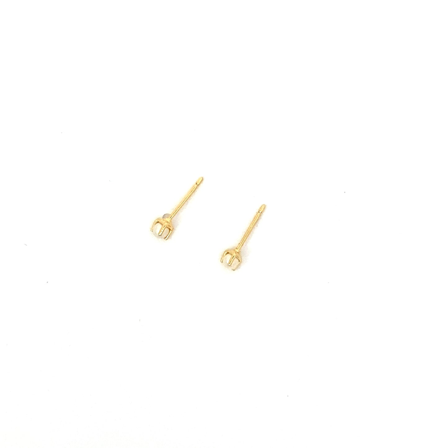 tiny prong stone stud earrings - pearl