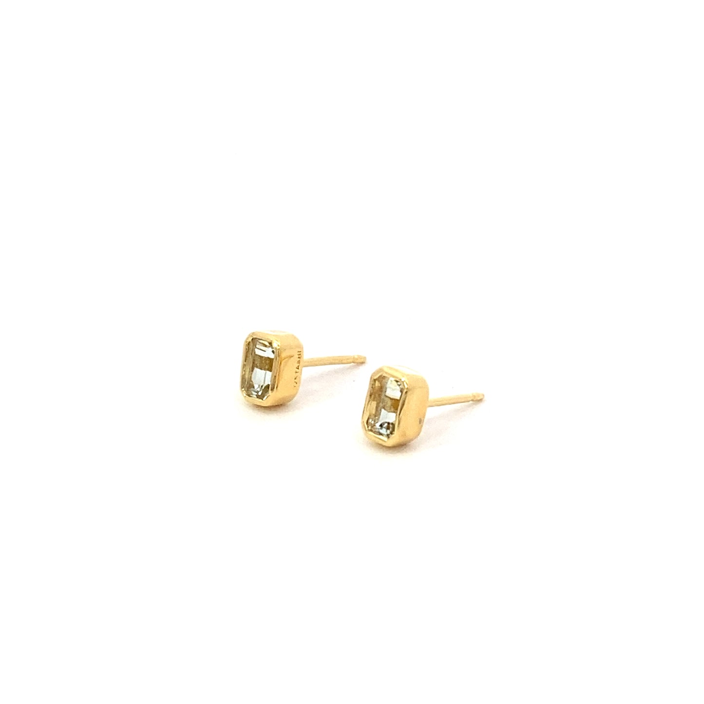 octagon bezel stud earrings - aquamarine