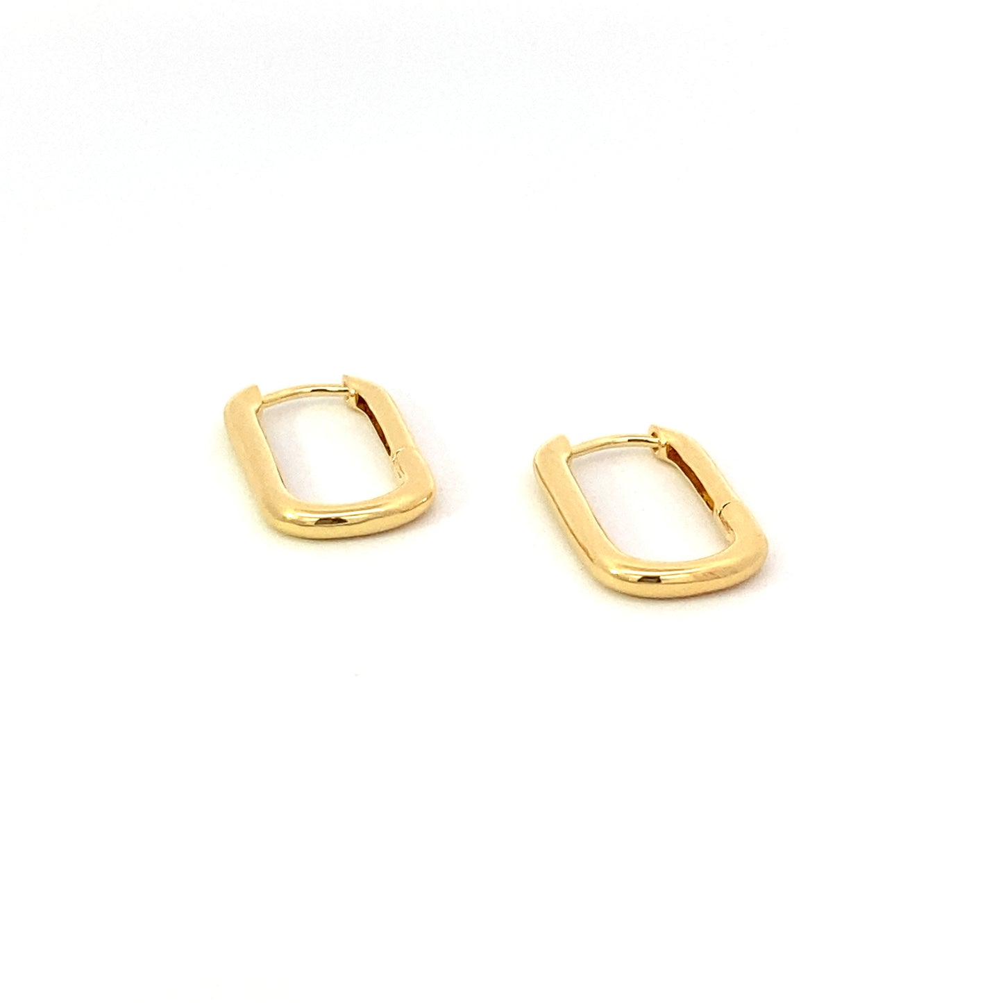 rounded rectangle click huggie hoop earrings