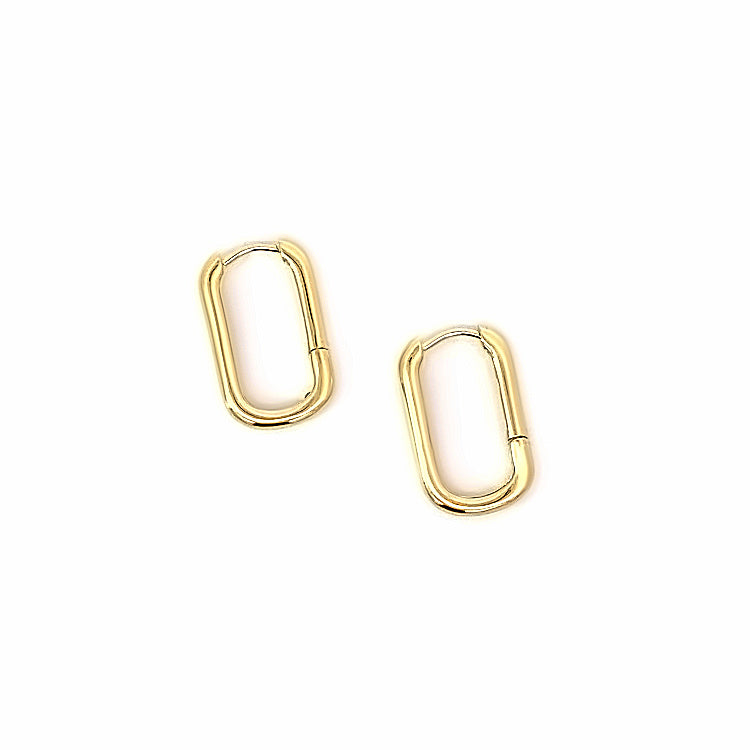 rounded rectangle click huggie hoop earrings