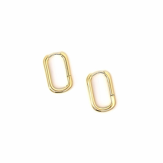 rounded rectangle click huggie hoop earrings
