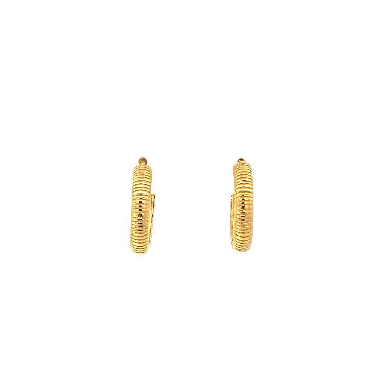 horizontal fine ribbed post hoop earrings - 15mm