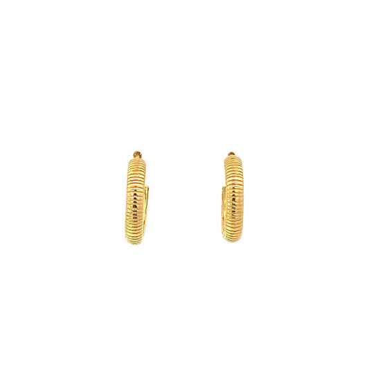 horizontal fine ribbed post hoop earrings - 15mm