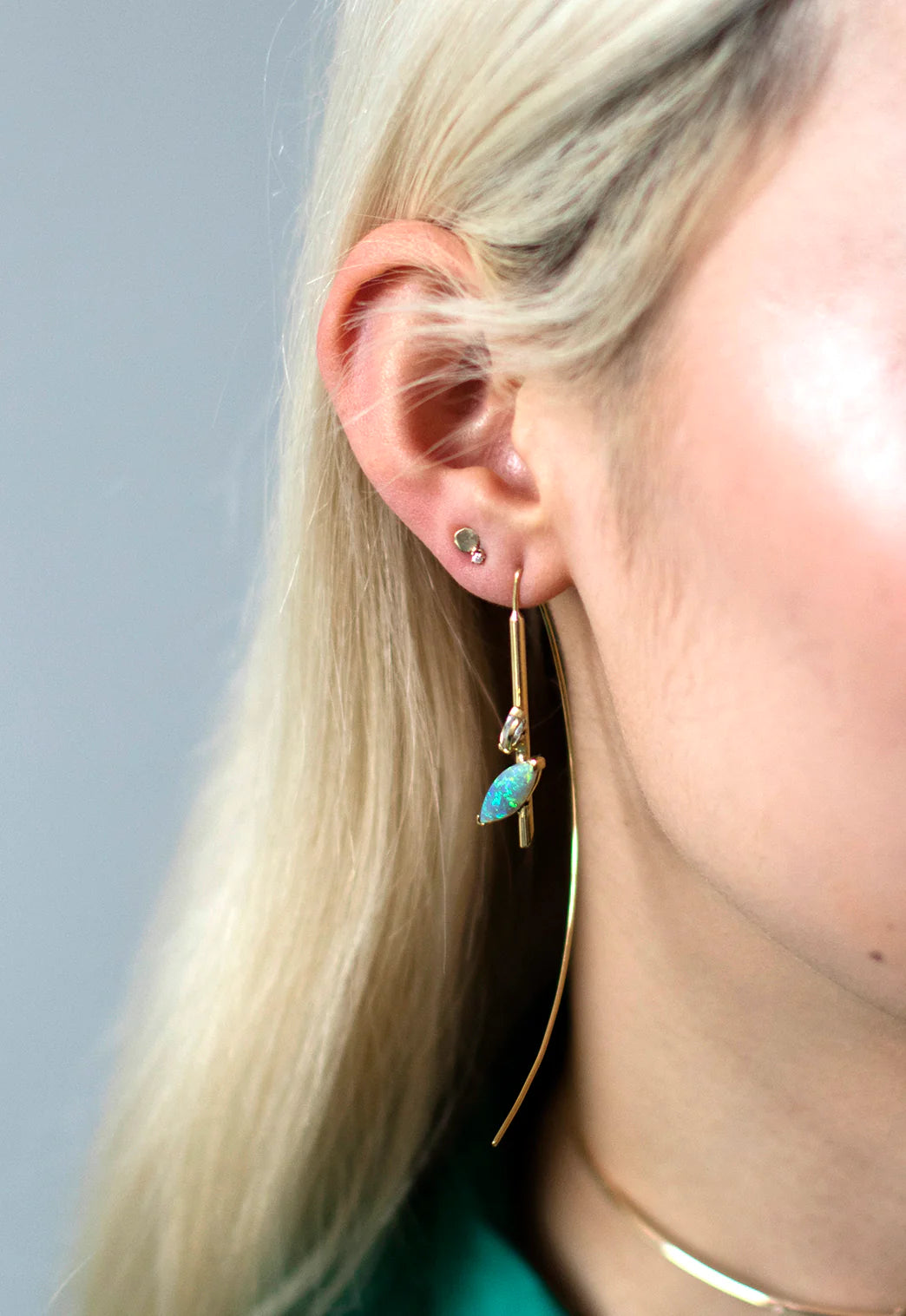 wwake / small disc stud earring - diamond - single