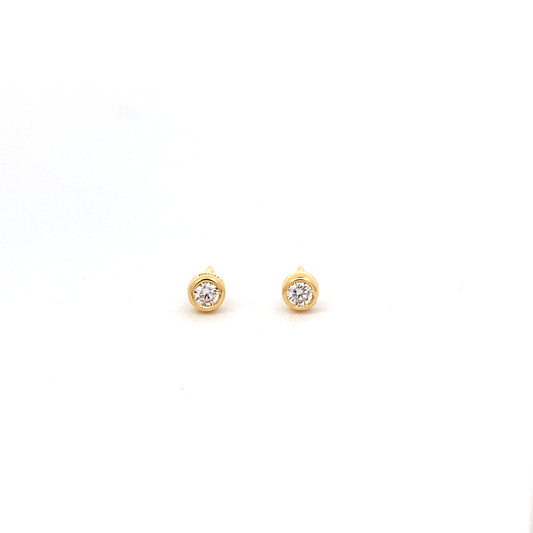 round bezel stud earrings - cz