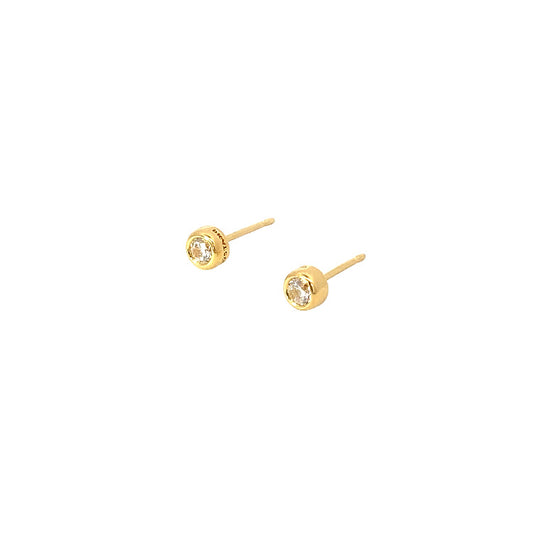round bezel stud earrings - cz