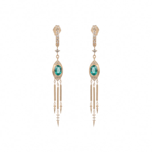 totem emerald & diamond fringe earrings