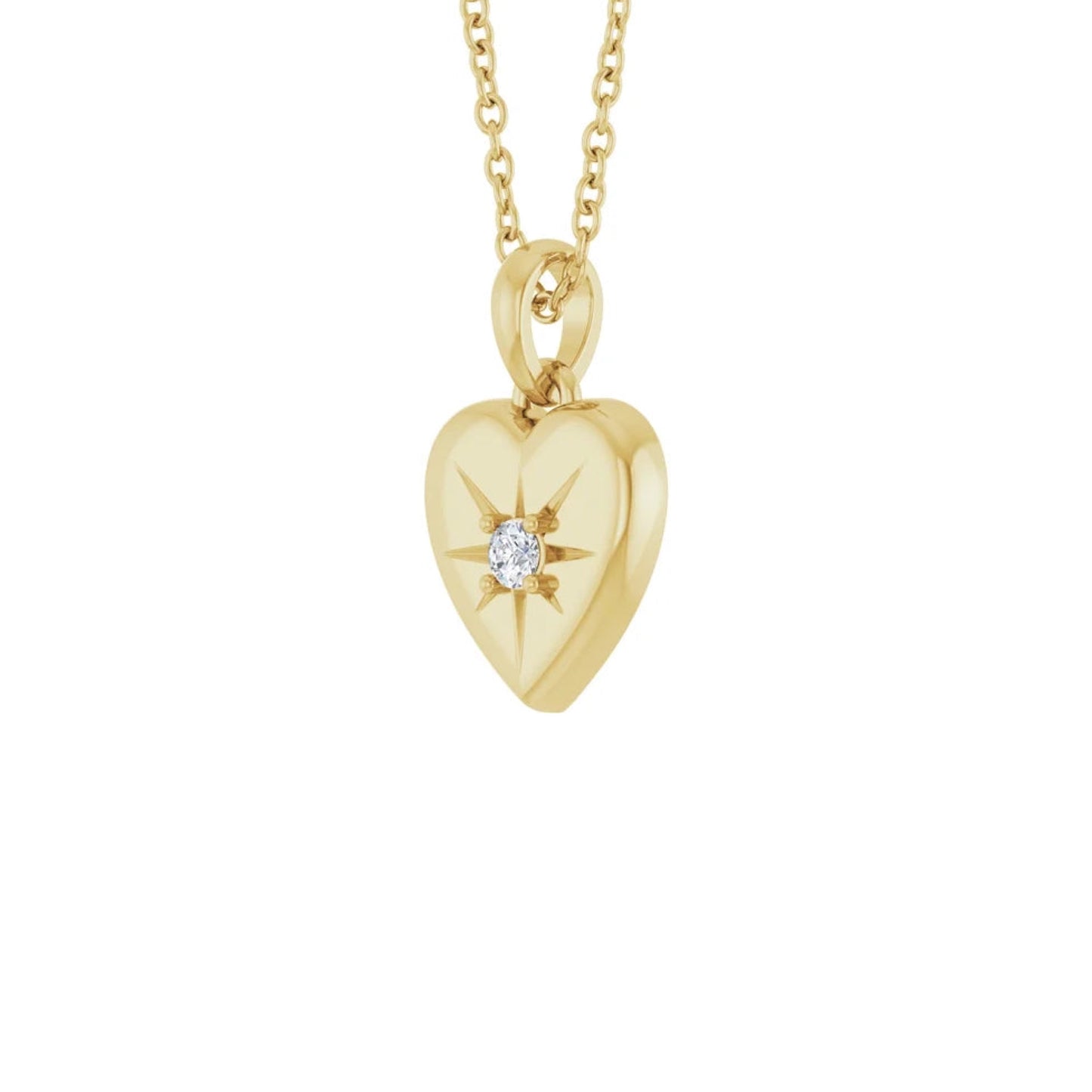 heart pendant necklace - natural diamond