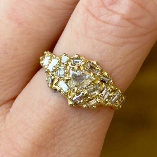 mixed-cut cluster ring - diamond