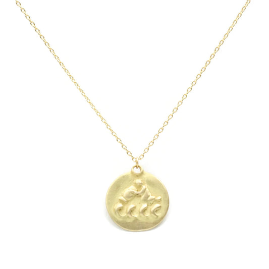 zodiac medal pendant necklace - aquarius