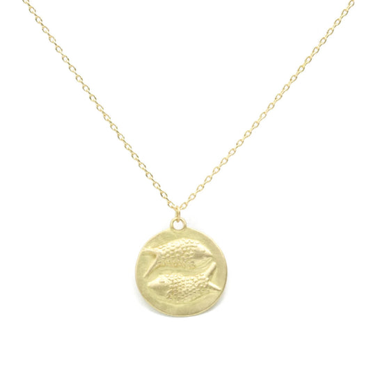 zodiac medal pendant necklace - pisces