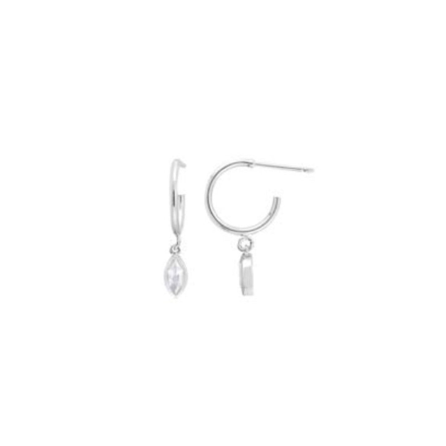dangling marquise stone post hoop earrings - cz