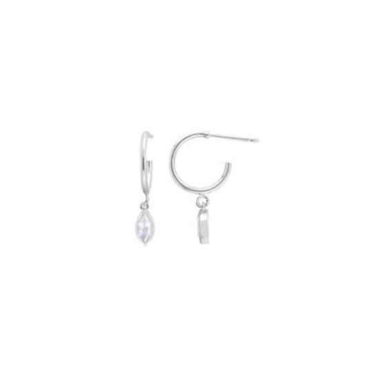 dangling marquise stone post hoop earrings - cz