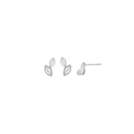 double marquise bezel stone stud earrings - white topaz