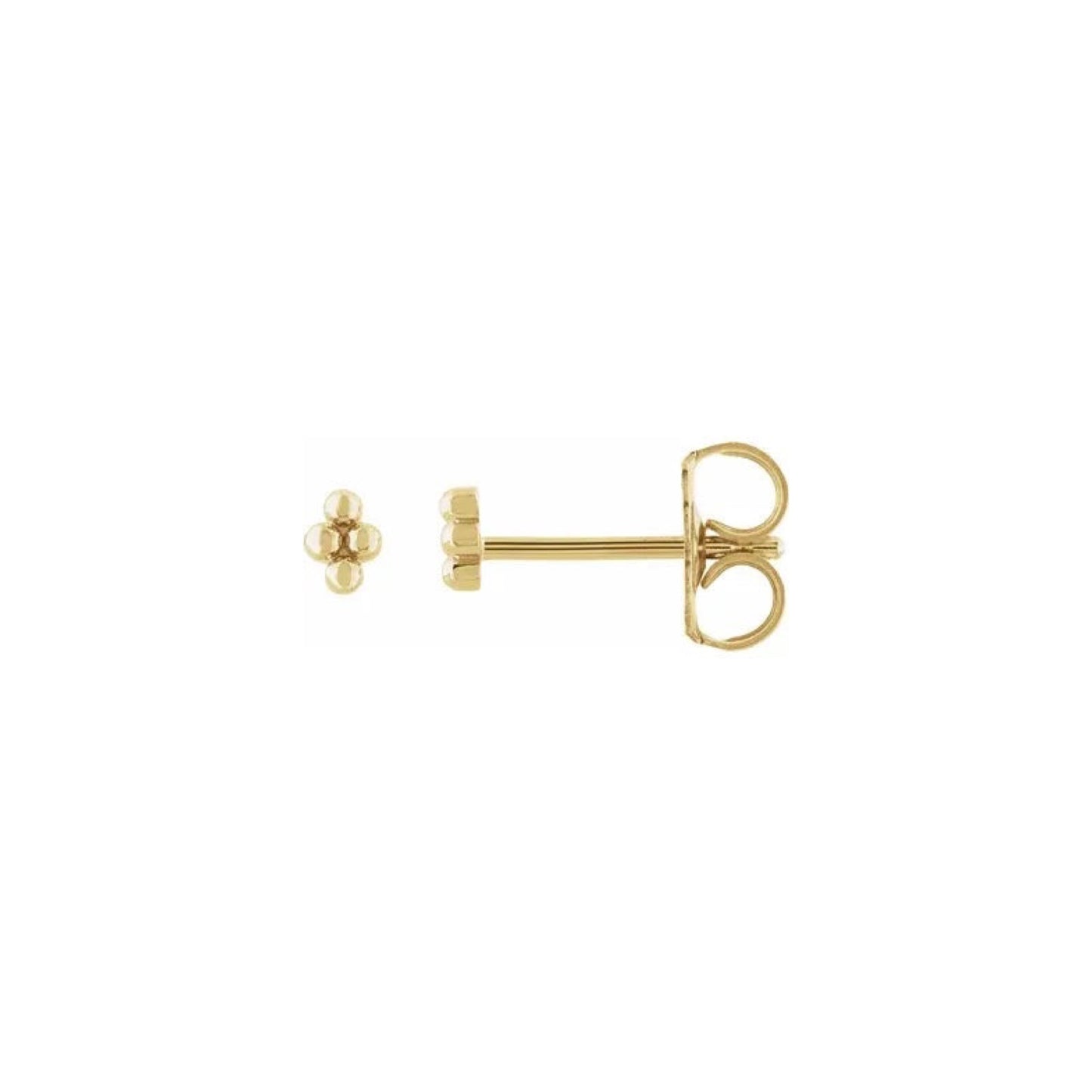 beaded four gold dot stud earrings