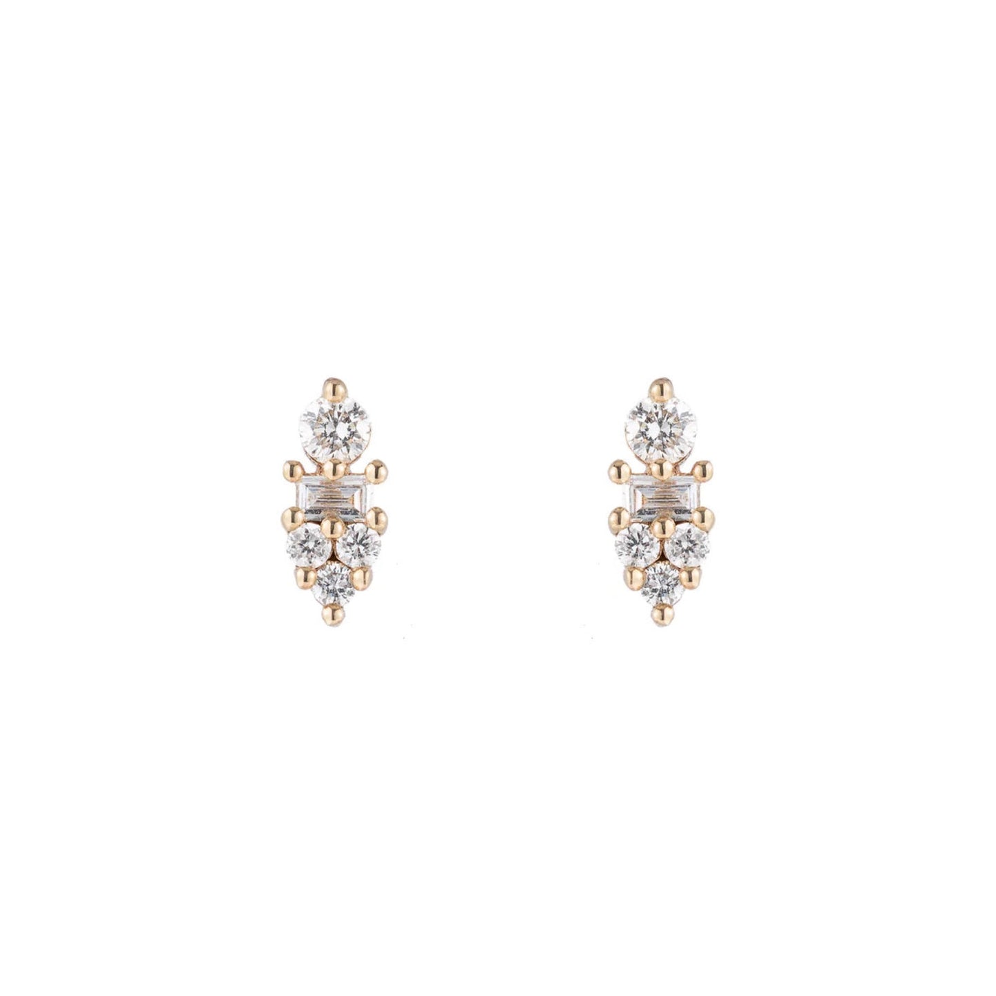 corona stud earrings - natural diamond