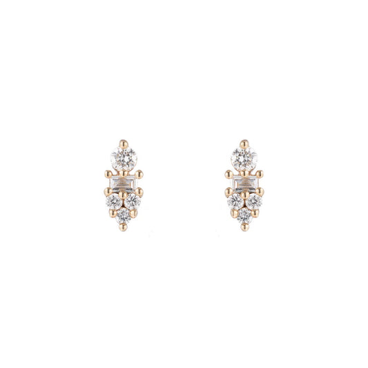 corona stud earrings - natural diamond