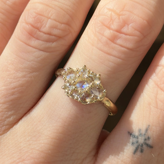 rose-cut small cluster ring - natural diamond