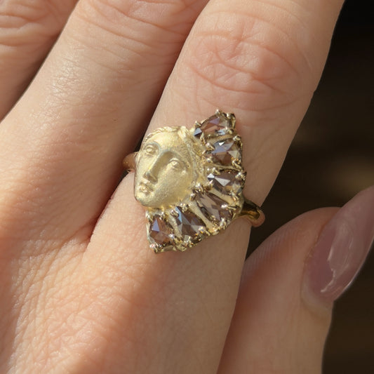 warm halo sybil ring - natural diamond