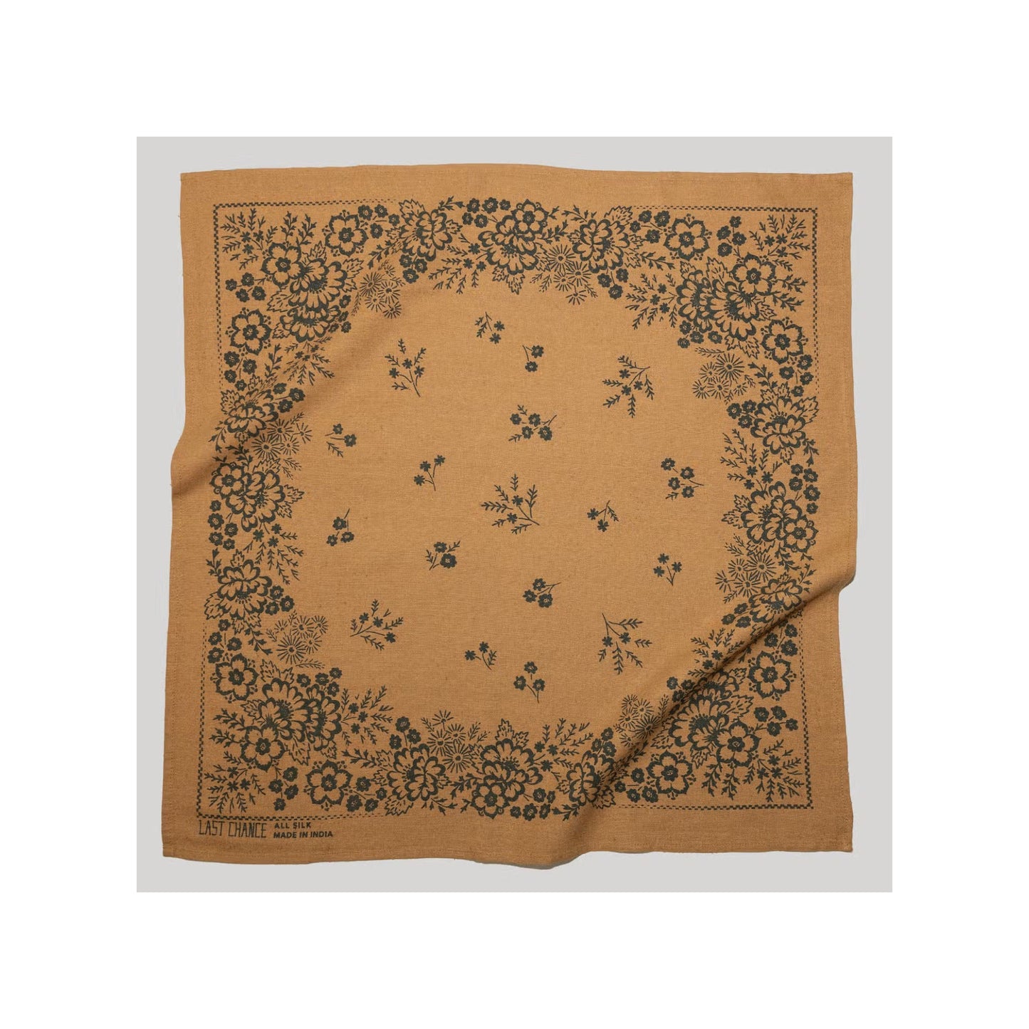 natural dye raw silk bandana - ochre field