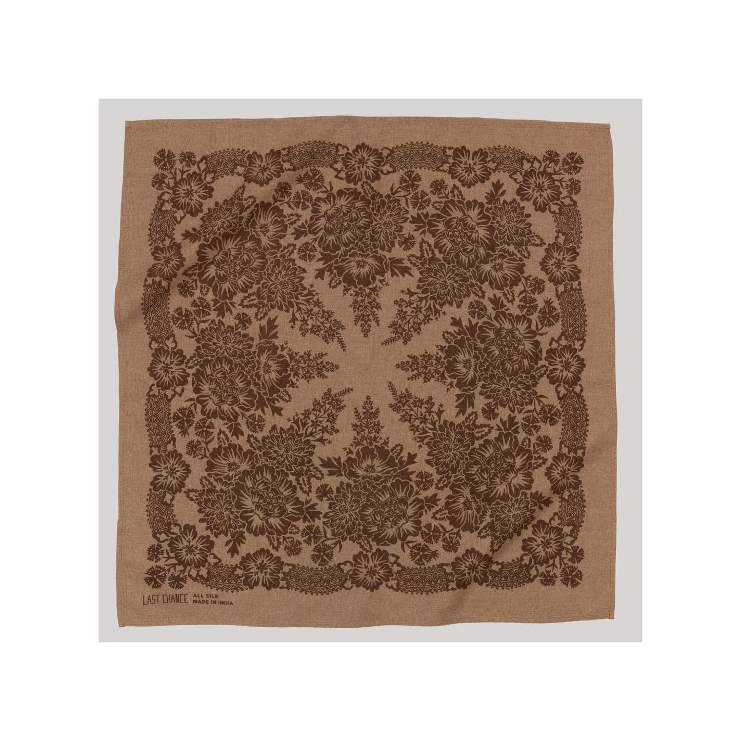 natural dye raw silk bandana - brazil nut brown