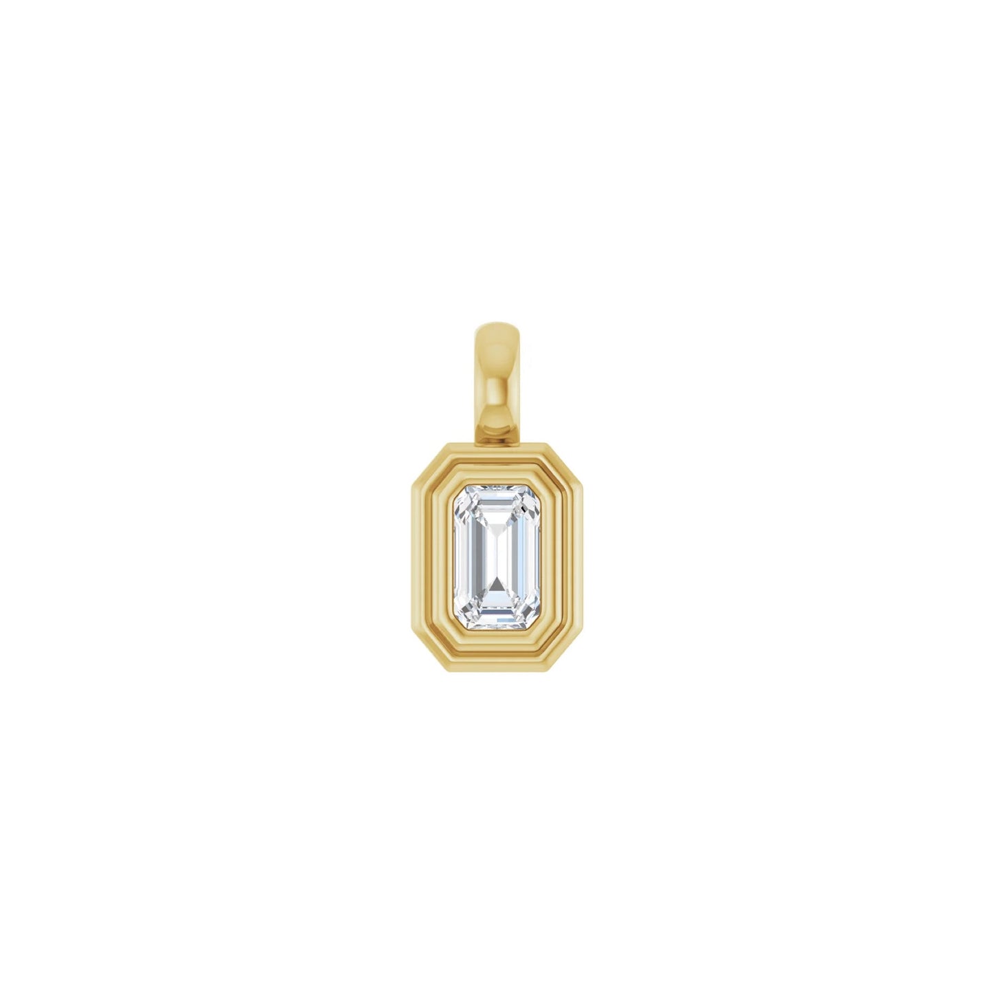 emerald-cut stepped-bezel pendant charm - grown diamond