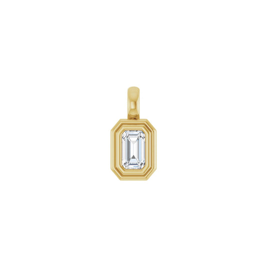 emerald-cut stepped-bezel pendant charm - grown diamond