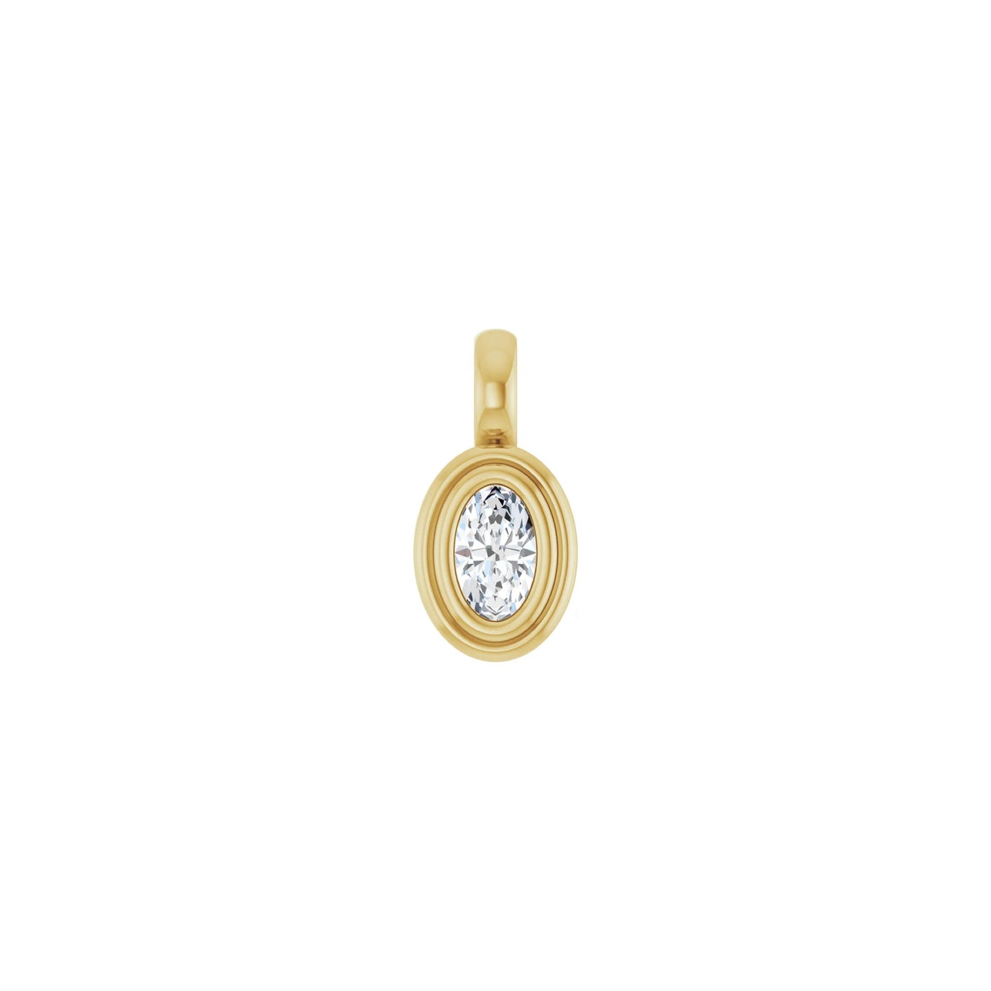 oval stepped-bezel pendant charm - grown diamond