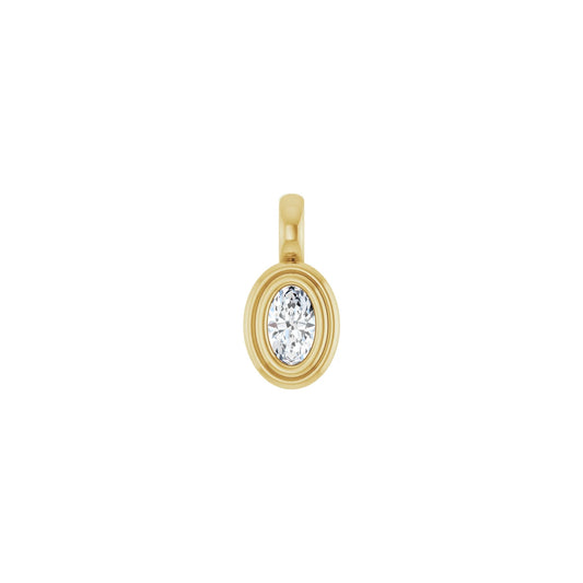 oval stepped-bezel pendant charm - grown diamond