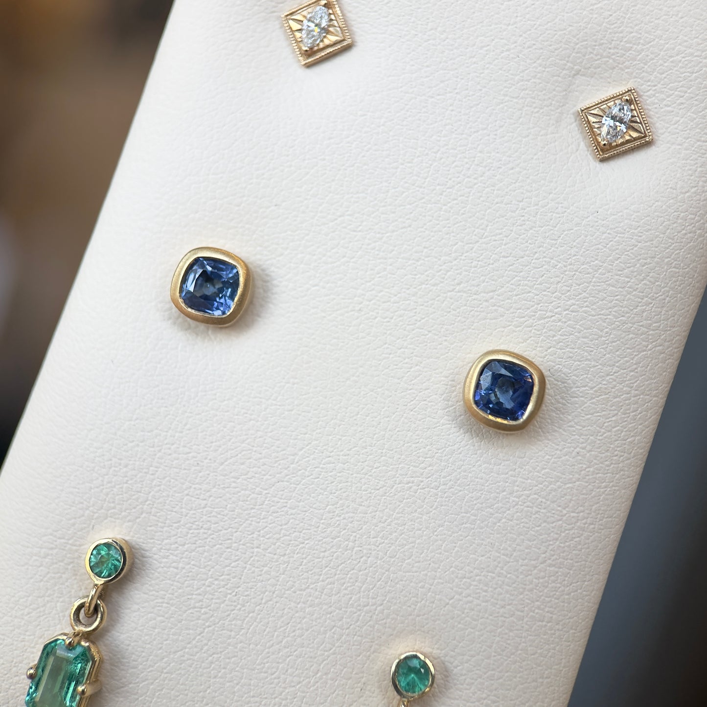 ceylon sapphire cushion stud earrings