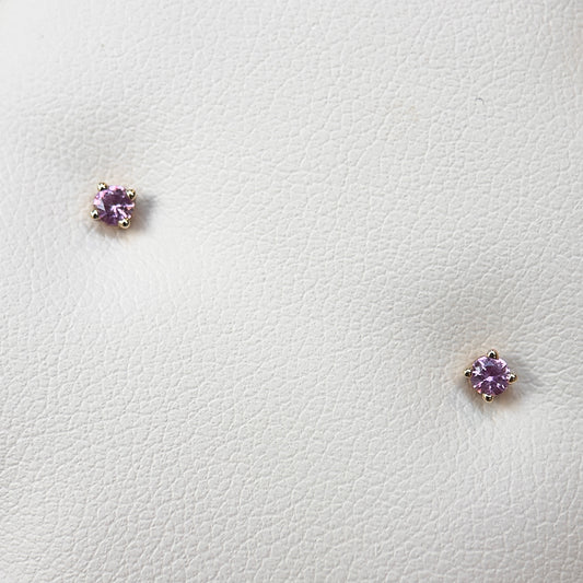 natural gem stud earrings - pink sapphire