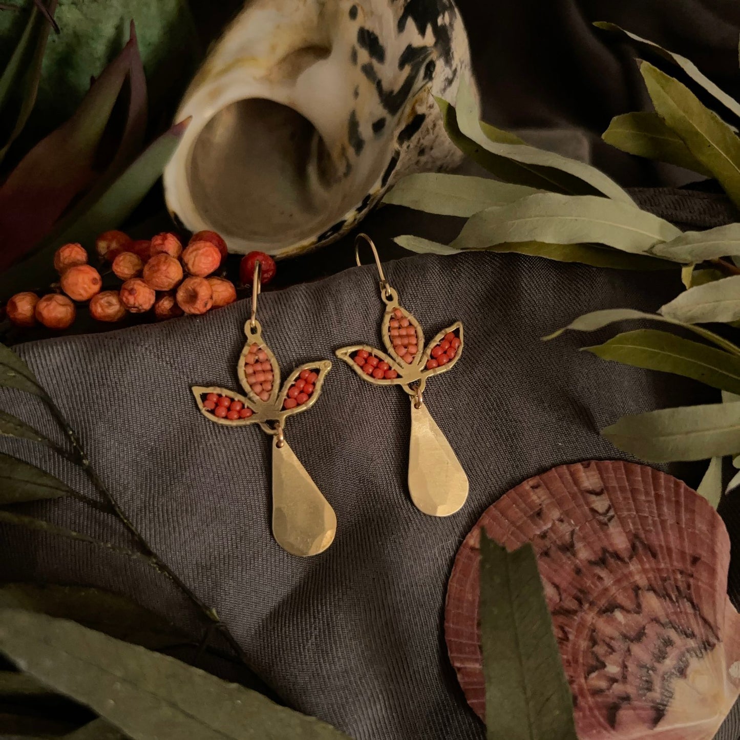 lotus drop dangle earrings