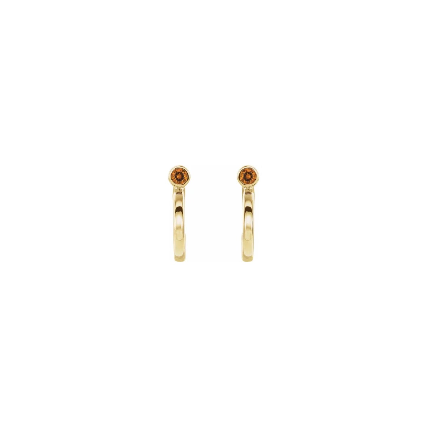 natural gem birthstone hoop earrings - citrine