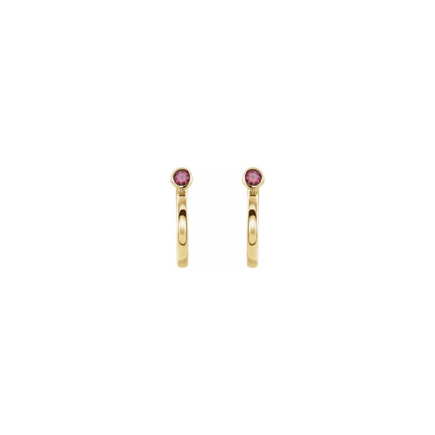 natural gem birthstone hoop earrings - ruby