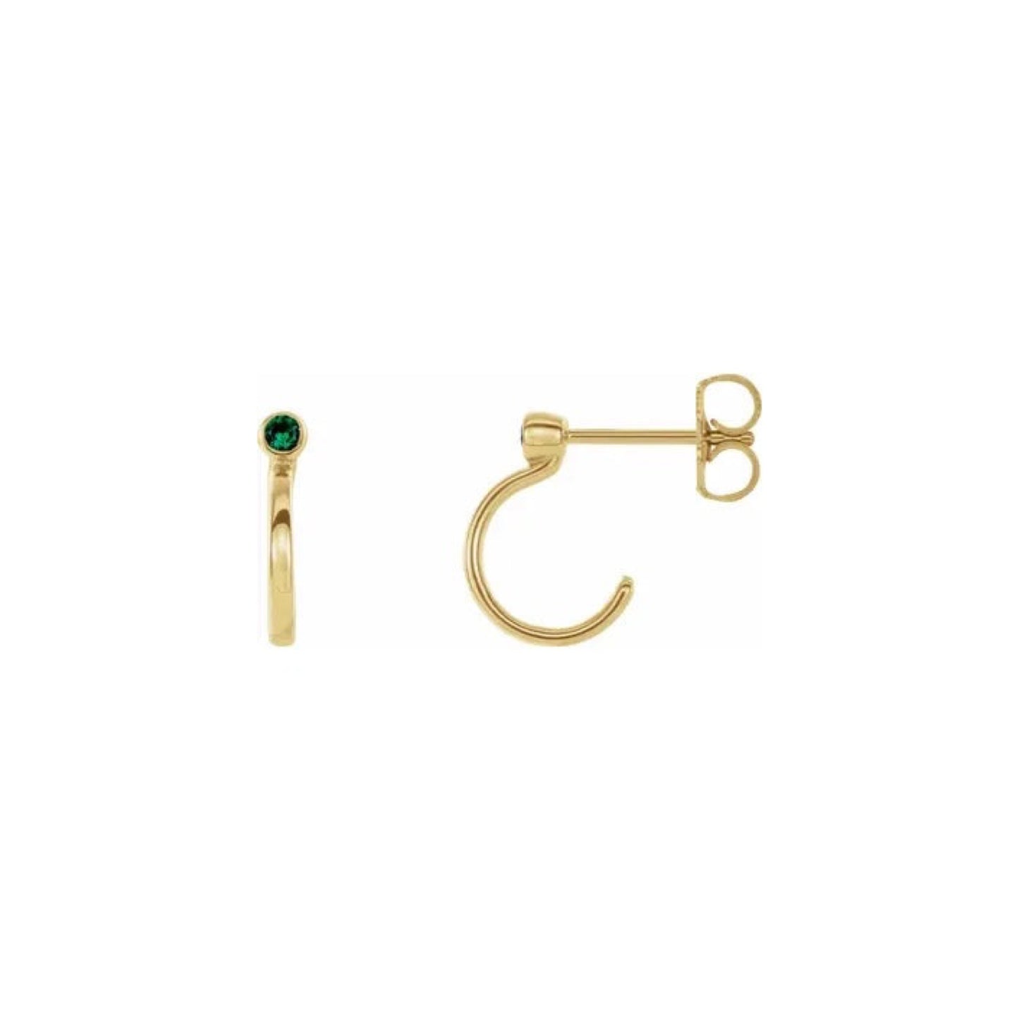 natural gem birthstone hoop earrings - emerald