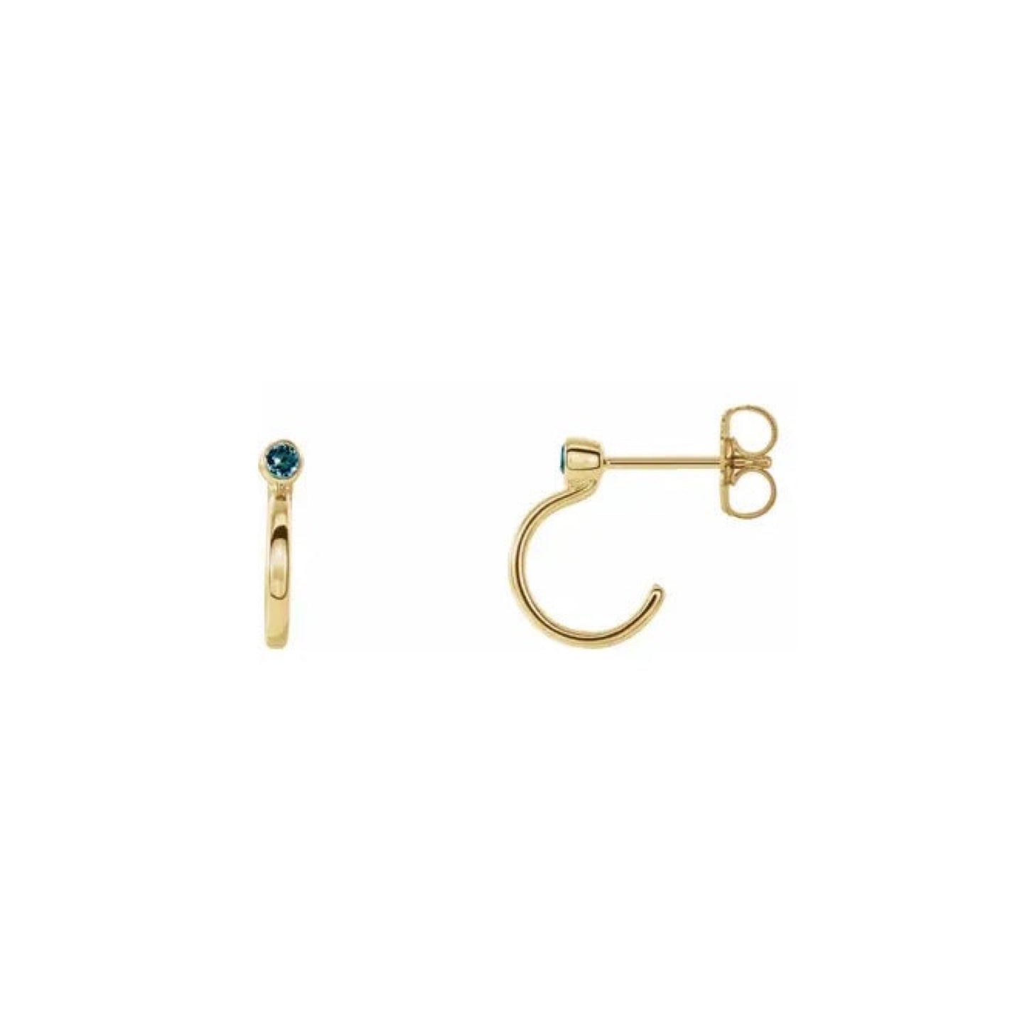 natural gem birthstone hoop earrings - aquamarine