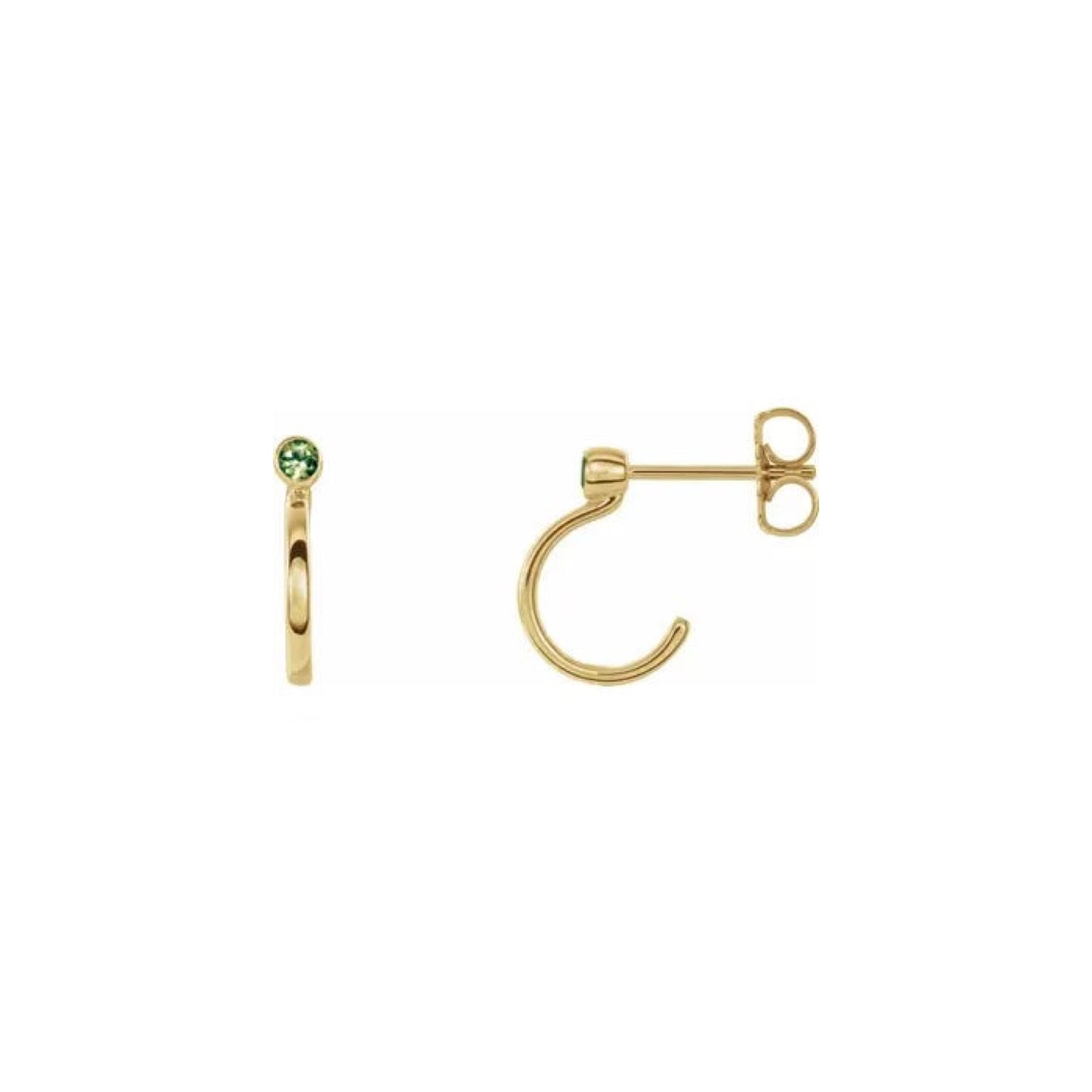 natural gem birthstone hoop earrings - peridot